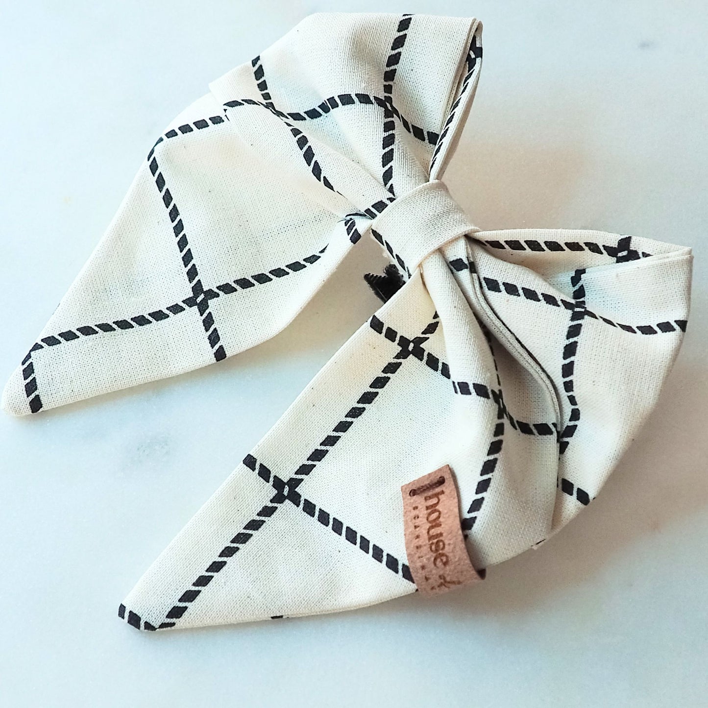 Sailor Bow - Cream and Black Check Dog Bow Tie