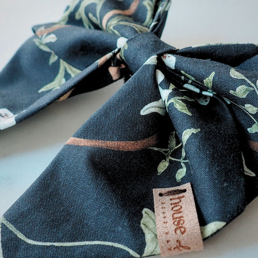 Sailor Bow -  Black Floral Dog Bow Tie