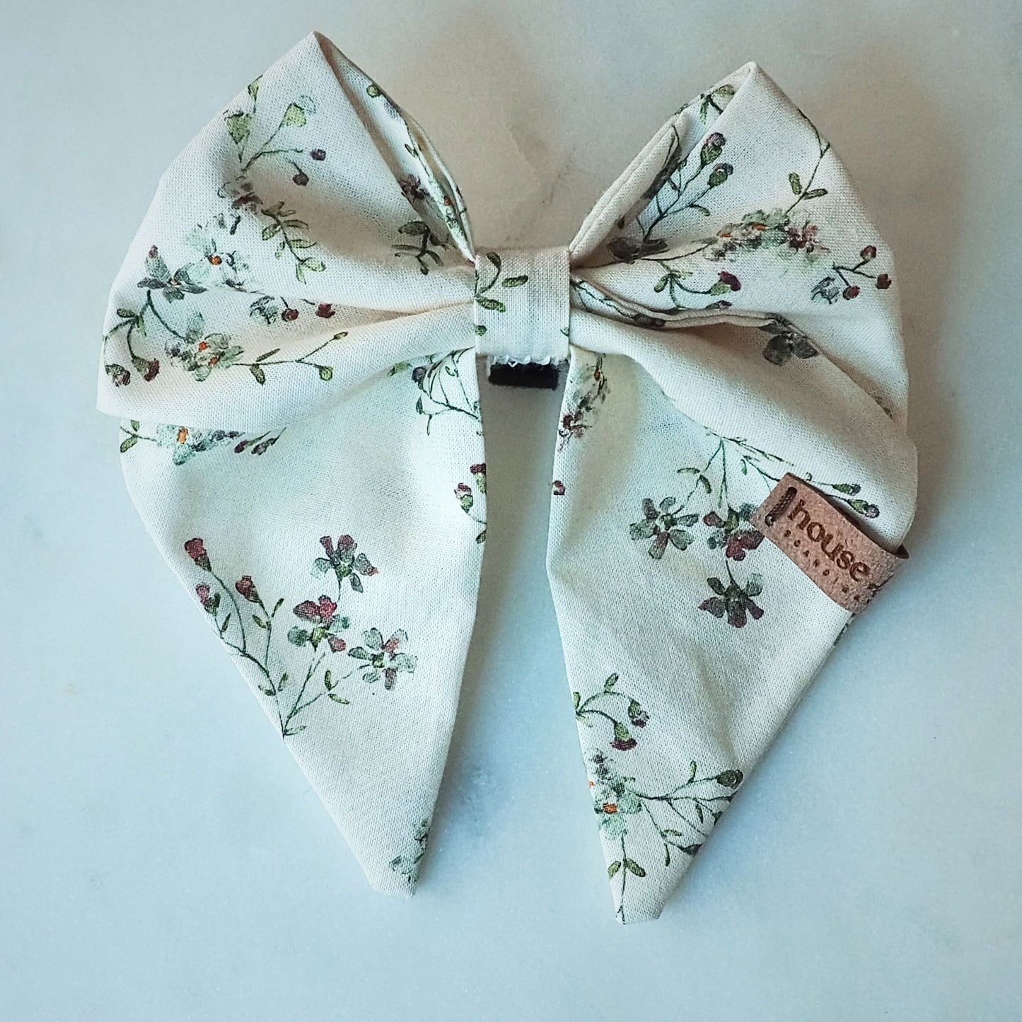 Sailor Bow - Cream Tiny Flowers Dog Bow Tie