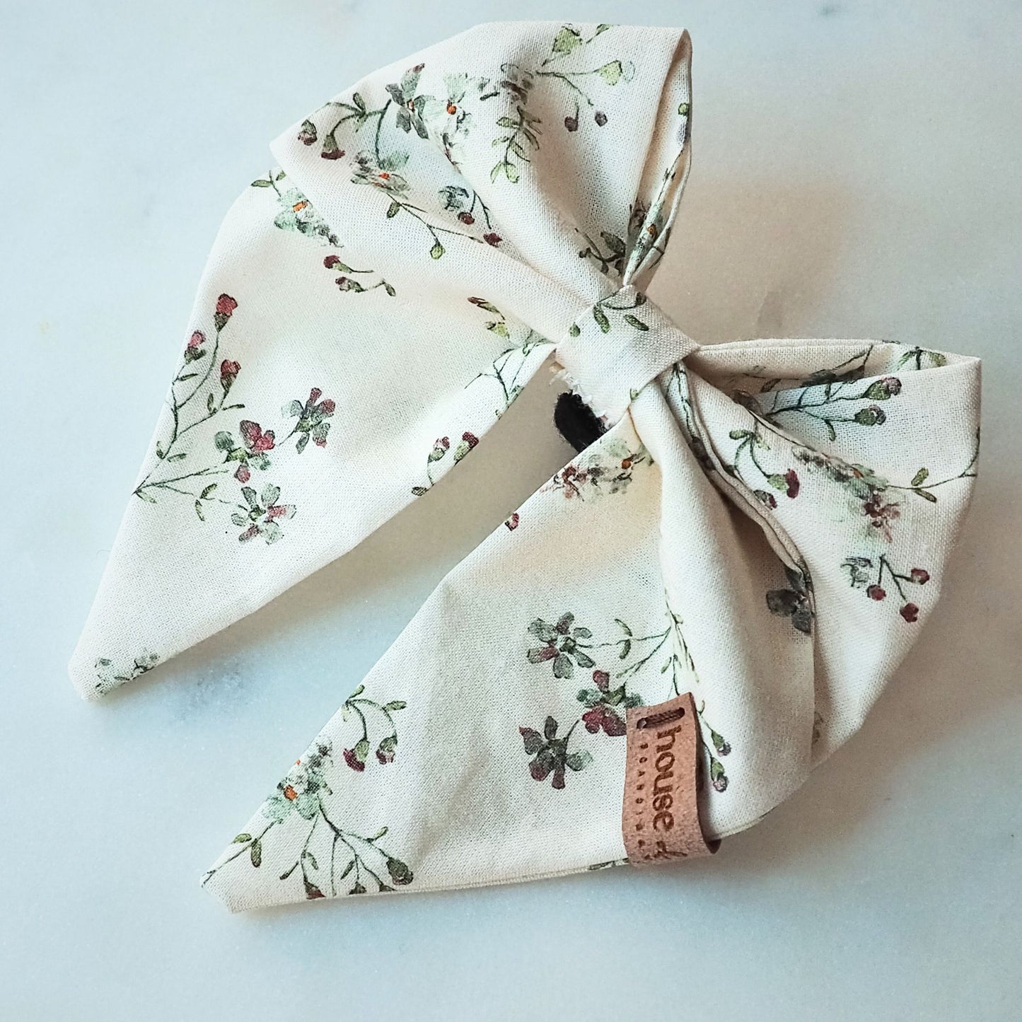 Sailor Bow - Cream Tiny Flowers Dog Bow Tie