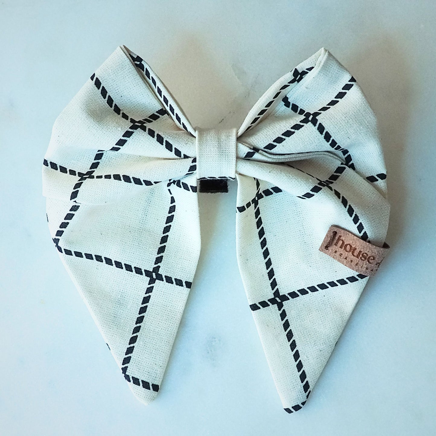 Sailor Bow - Cream and Black Check Dog Bow Tie