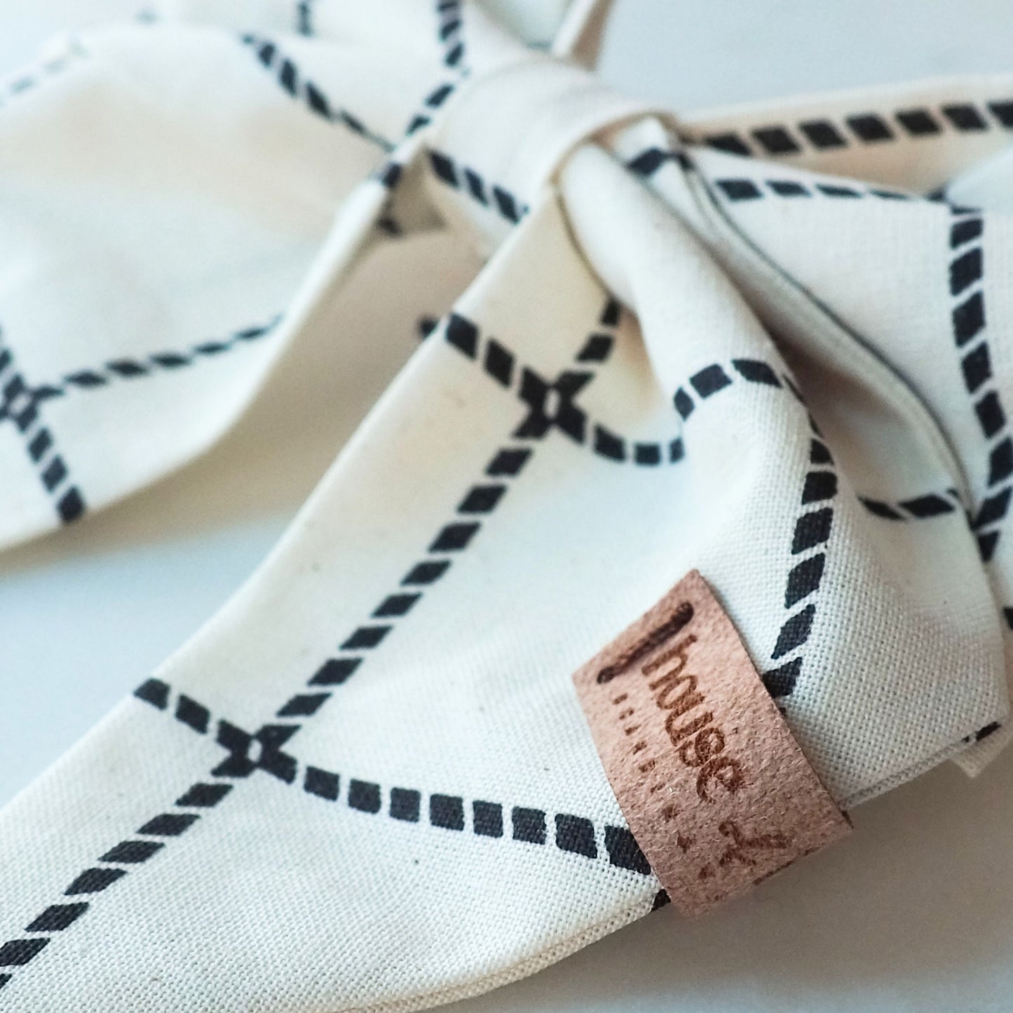 Sailor Bow - Cream and Black Check Dog Bow Tie